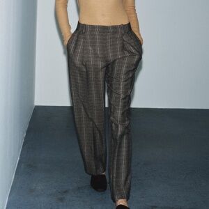 Zara brown plaid touch of wool dress pants NWT
